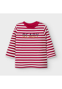 MAYORAL Sarkans kokvilnas svītrains krekliņš