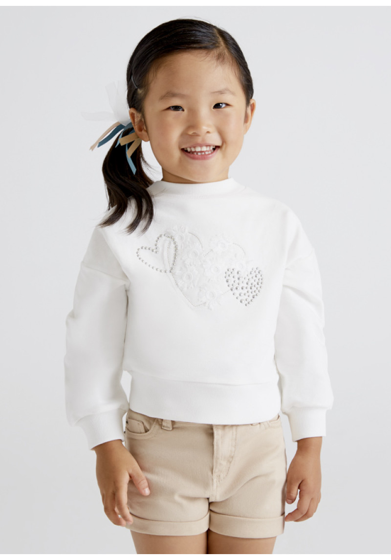 MAYORAL Kokvilnas balts džemperis ar aplikāciju