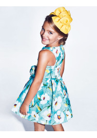 Abel & Lula Gaiši zila kleita ar baltiem ziediem