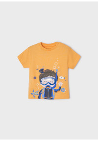 MAYORAL Dzeltens T-krekls ar printu un uzšuvi