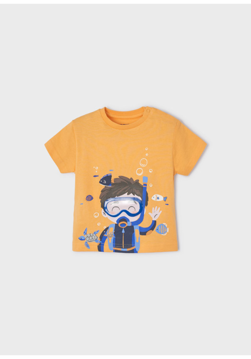 MAYORAL Dzeltens T-krekls ar printu un uzšuvi