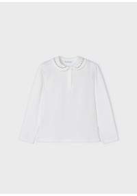 MAYORAL Balts garroku krekliņš ar apkakli