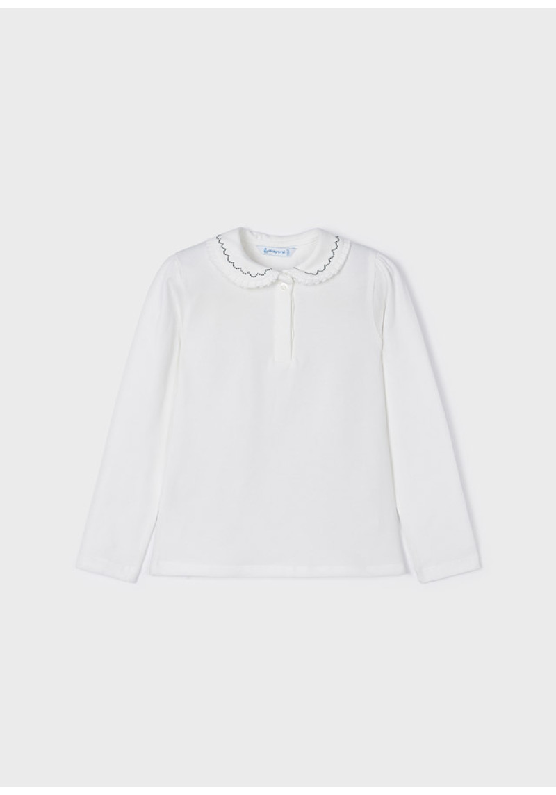 MAYORAL Balts garroku krekliņš ar apkakli