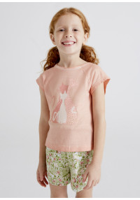 MAYORAL Rozā krekliņš ar kaķiem