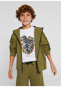 MAYORAL Haki krāsas hoodie ar rāvējslēdzēju