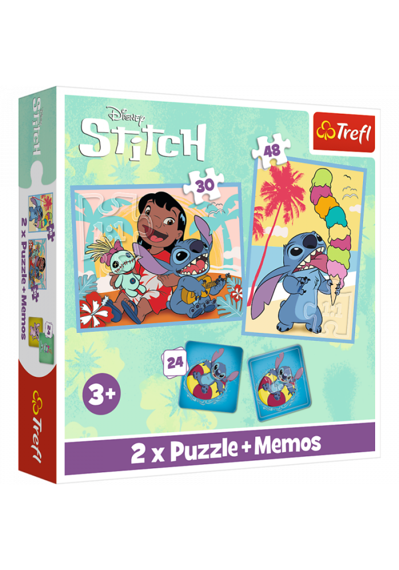 TREFL DISNEY STITCH Puzles komplekts 30 gab + 48 gab + 24 memo